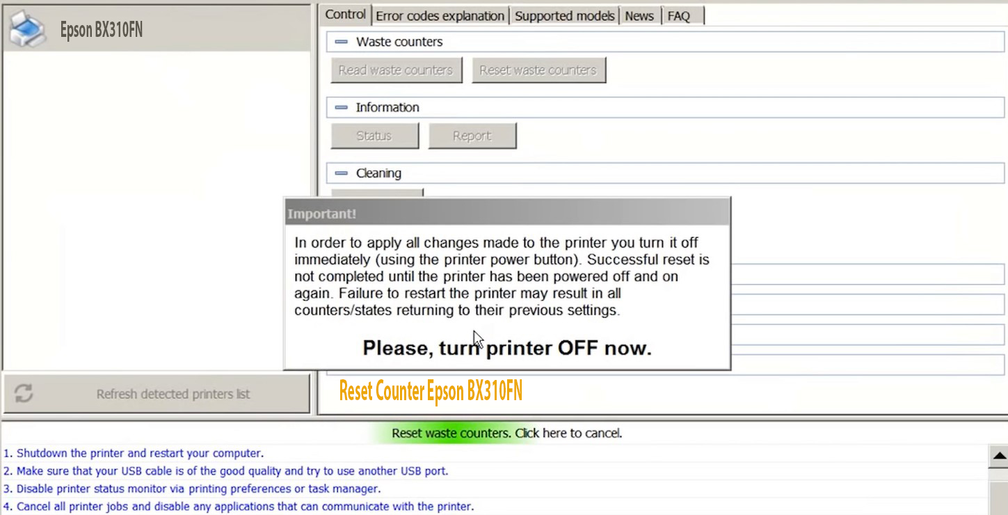 Reset Epson BX310FN Step 6